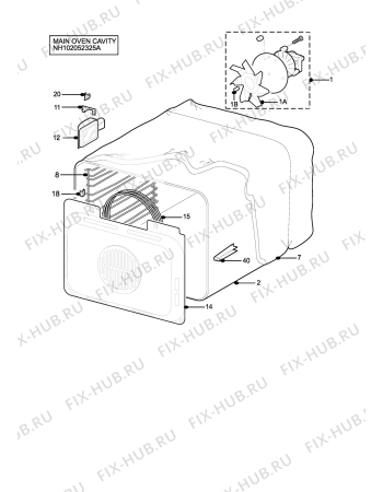 Взрыв-схема плиты (духовки) Zanussi ZDQ495X - Схема узла H10 Main Oven Cavity (large)